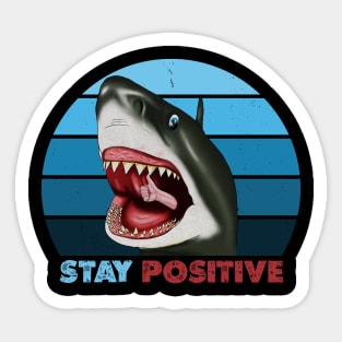 Funny Shark, Stay Positive, Motivational Thumbs Up Sticker